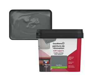 Peinture de rénovation GoodHome multi-supports satin gris Hamilton 750ml