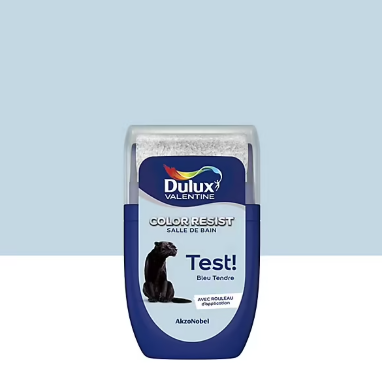 Testeur de peinture Color Resist salle de bains Dulux Valentine satin bleu tendre 30ml
