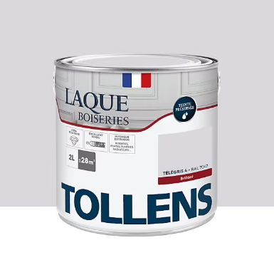 Laque boiseries et métal Tollens RAL 7047 télégris 4 brillant 2L