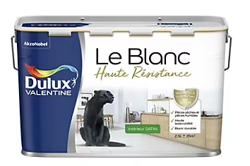 Peinture murale le Blanc haute résistance blanc satin 2,5L Dulux Valentine