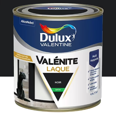 Laque Valénite Dulux Valentine Acrylique satin noir 500ml