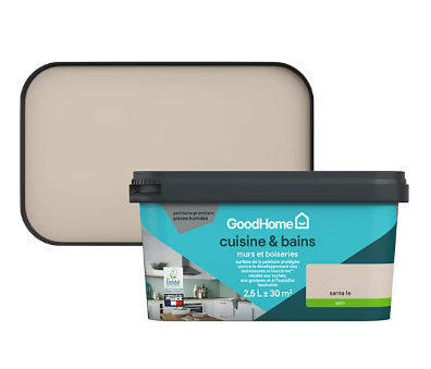 Peinture cuisine et salle de bains GoodHome beige Santa Fe satin 2,5L