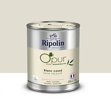 Peinture intérieure multisupport Ripolin O'pur blanc casse satin velouté 2L