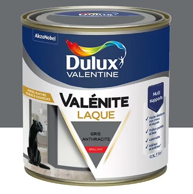 Laque acrylique Valénite Dulux Valentine gris anthracite brillant 500ml