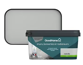 Peinture intérieure couleur murs, boiseries et radiateurs GoodHome Melville satin gris 2,5L