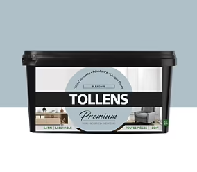 Peinture Tollens premium murs, boiseries et radiateurs bleu givré satin 2,5L