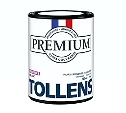 Peinture Tollens premium murs, boiseries et radiateurs blanc velours 750ml