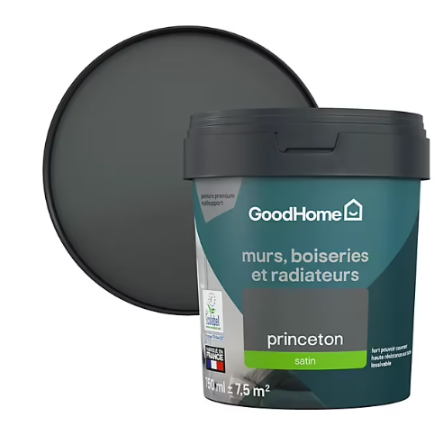 Peinture résistante murs, boiseries et métal GoodHome gris Princeton satin 0,75L