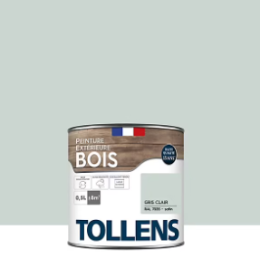 Peinture extérieure bois Tollens satin gris clair 500ml