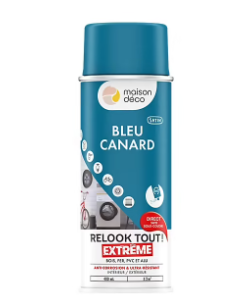 Peinture aérosol Relook tout extrême bleu canard satin 400ml Maison déco