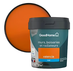 Peinture résistante murs, boiseries et métal GoodHome orange Valencia mat 0,75L