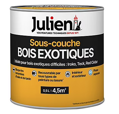 Sous-couche bois exotique gras, résineux et tanniques J8 Julien satin incolore 0,5L