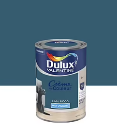Peinture couleur murs, boiseries et radiateurs Crème de couleur Dulux Valentine bleu paon mat 1,25L