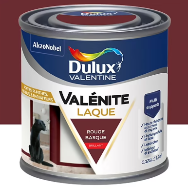 Laque acrylique Valénite Dulux Valentine rouge basque brillant 0,125L