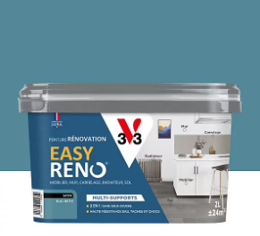 Peinture de rénovation multi-supports V33 Easy Reno bleu batik satin 2L
