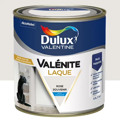 Laque acrylique Valénite Dulux Valentine rose souvenir mat velouté 500ml