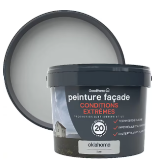 Peinture extérieure façade conditions extrêmes GoodHome gris Oklahoma 10L