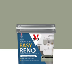Peinture de rénovation multi-supports V33 Easy Reno vert kaki satin 0,75L