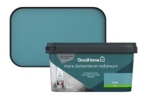 Peinture intérieure couleur murs, boiseries et radiateurs GoodHome Nice satin bleu 2,5L