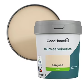 Peinture intérieure couleur murs et boiseries GoodHome San Jose beige satin 750ml
