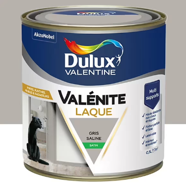 Laque Valénite Dulux Valentine Acrylique satin blanc gris saline 500ml