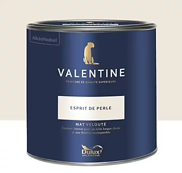 Peinture Valentine murs et boiseries Dulux Valentine blanc esprit de perle velouté mat 2L
