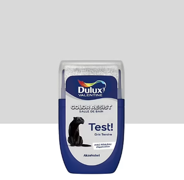Testeur de peinture Color Resist salle de bains Dulux Valentine satin gris tendre 30ml
