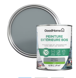 Peinture extérieure bois GoodHome Delaware gris satin 0.75L