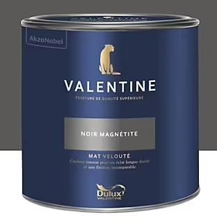 Peinture Valentine murs et boiseries Dulux Valentine noir magnétite velouté mat 2L