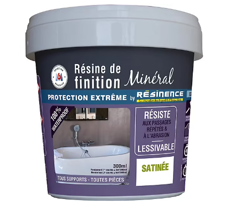 Résine de finition zone humide mate Résinence béton minéral 300ml