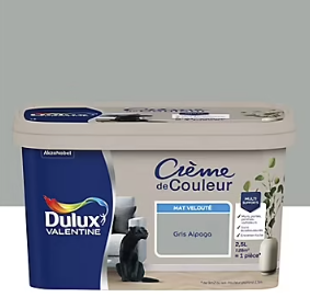 Peinture Crème De Couleur Dulux Valentine mat gris alpaga 2,5L