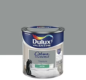 Peinture Crème de Couleur Dulux Valentine satin titanium 0,5L