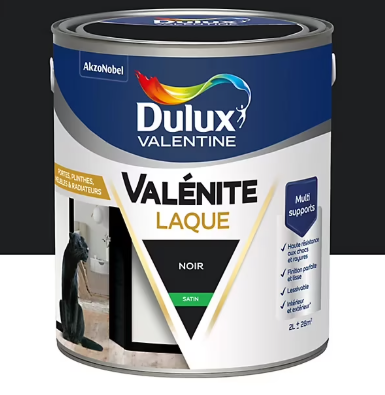 Laque Valénite Dulux Valentine Acrylique satin noir 2L