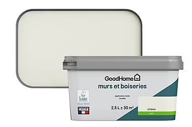 Peinture intérieure couleur Murs et boiseries GoodHome Ottawa satin gris satin 2,5L