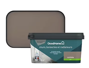 Peinture intérieure couleur murs, boiseries et radiateurs GoodHome Cordoba satin marron 2,5L