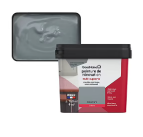Peinture de rénovation GoodHome multi-supports brillant gris Delaware 750ml