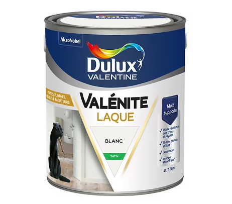 Laque Valénite Dulux Valentine Acrylique satin blanc 2L