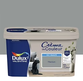 Peinture intérieure couleur Crème De Couleur Dulux Valentine mat gris titanium 2.5L