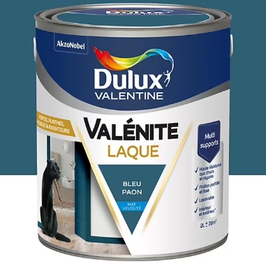 Laque Valénite Dulux Valentine Acrylique mat velouté bleu paon 2L