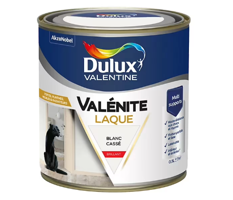 Laque Valénite Dulux Valentine Acrylique brillant blanc 500ml