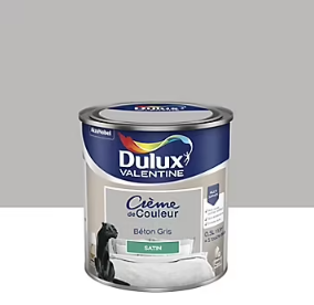 Peinture Crème de Couleur Dulux Valentine satin béton gris 0,5L