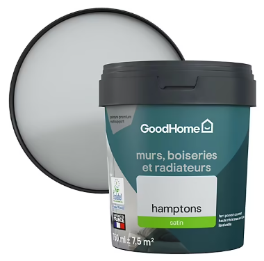 Peinture résistante murs, boiseries et métal GoodHome gris Hamptons satin 0,75L