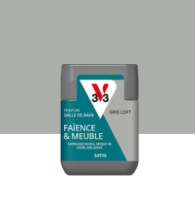 Testeur peinture de rénovation faïence et meuble de salle de bain V33 gris loft satin 75ml