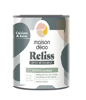 Vernis effet béton brut Maison Déco Reliss incolore 1L