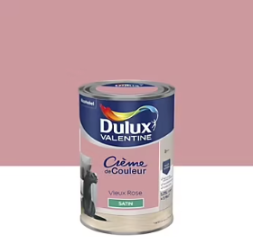 Peinture couleur murs, boiseries et radiateurs Crème de couleur Dulux Valentine vieux rose satin 1,25L