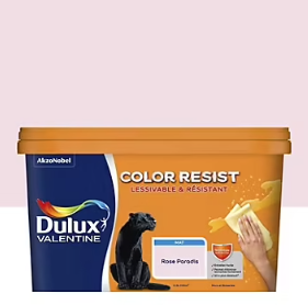 Peinture couleur murs et boiseries color resist Dulux Valentine rose paradis mat 2,5L