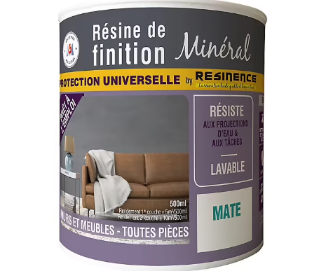 Résine de finition zone sèche Résinence béton minéral incolore mat 0,5L