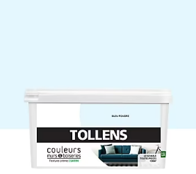 Peinture murs et boiseries Tollens bleu poudré satin 2,5L