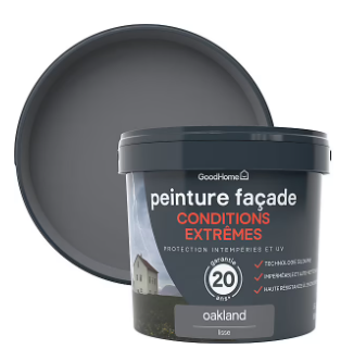 Peinture extérieure façade conditions extrêmes GoodHome gris Oakland 5L