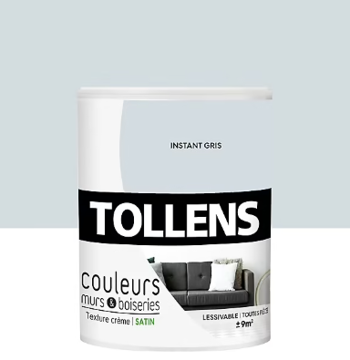 Peinture murs et boiseries Tollens instant gris satin 0,75L